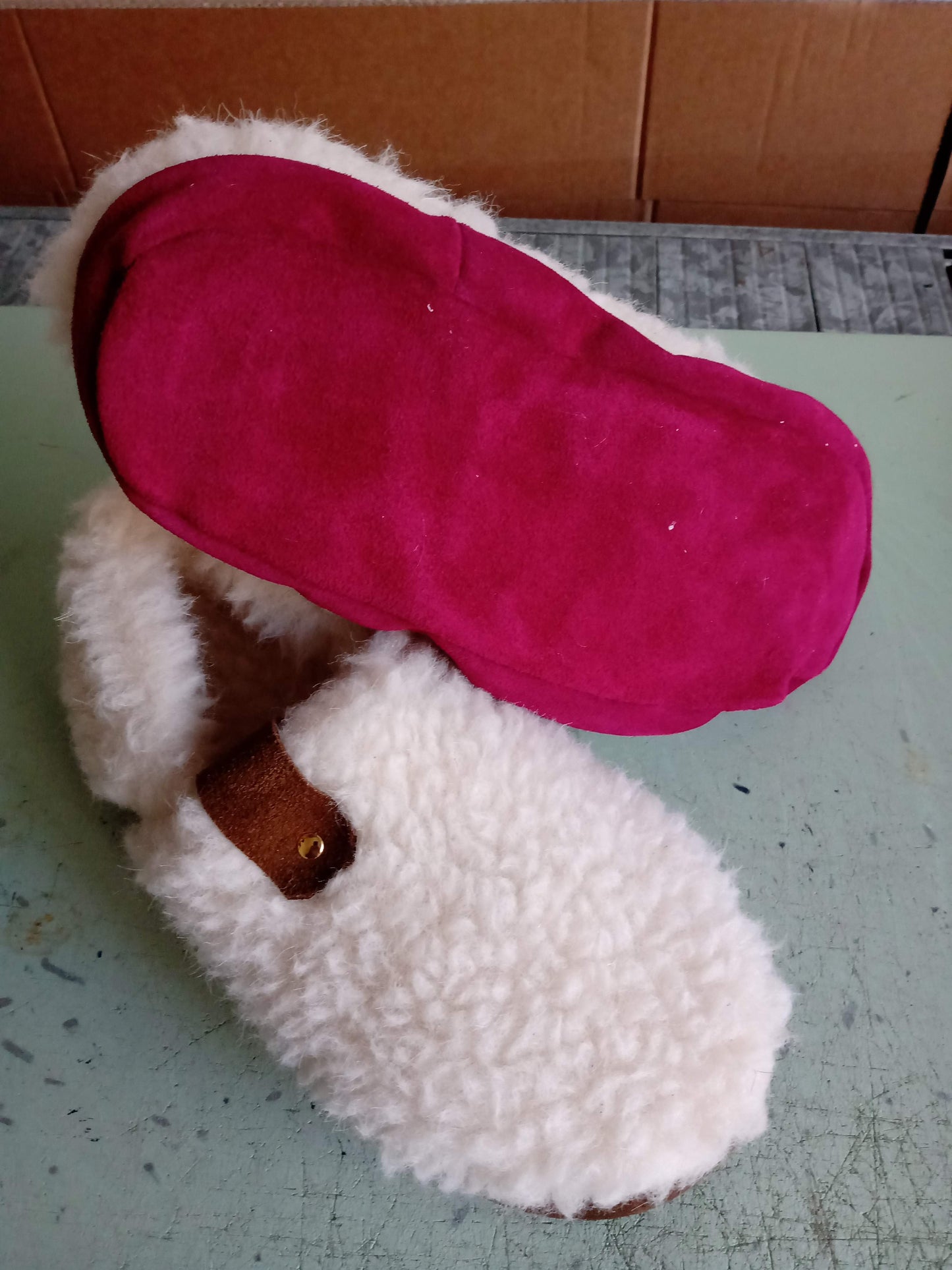 Slippers Pantofola Lana Reverse, tinta unita Ivory con foxing in upcycling suede