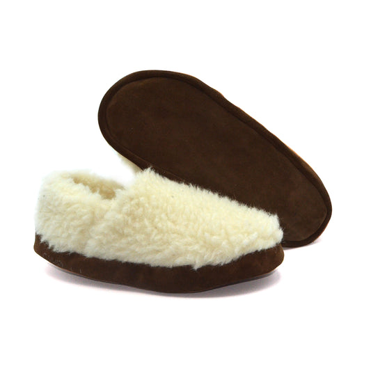 Slippers Pantofola Lana Reverse, tinta unita Ivory con foxing in upcycling suede